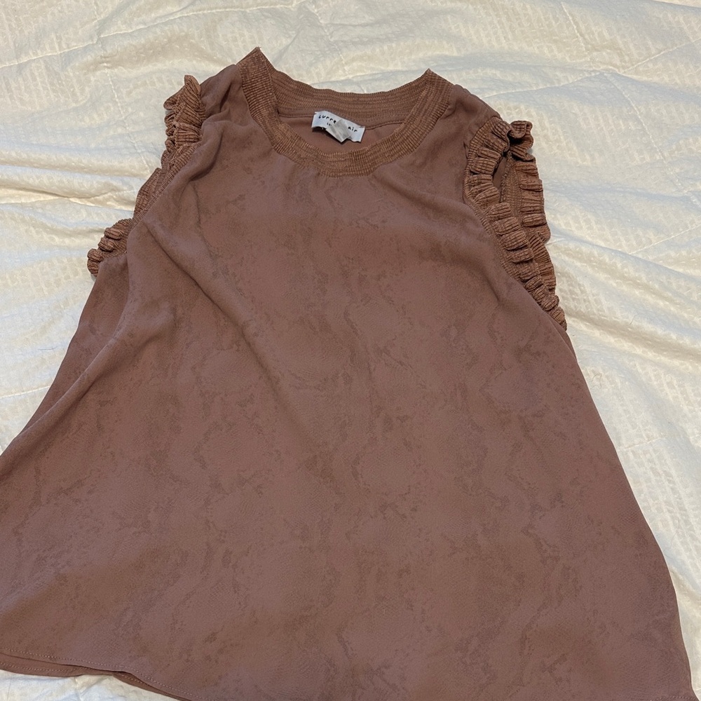 Current Air Mauve Top with Ribbed Collar